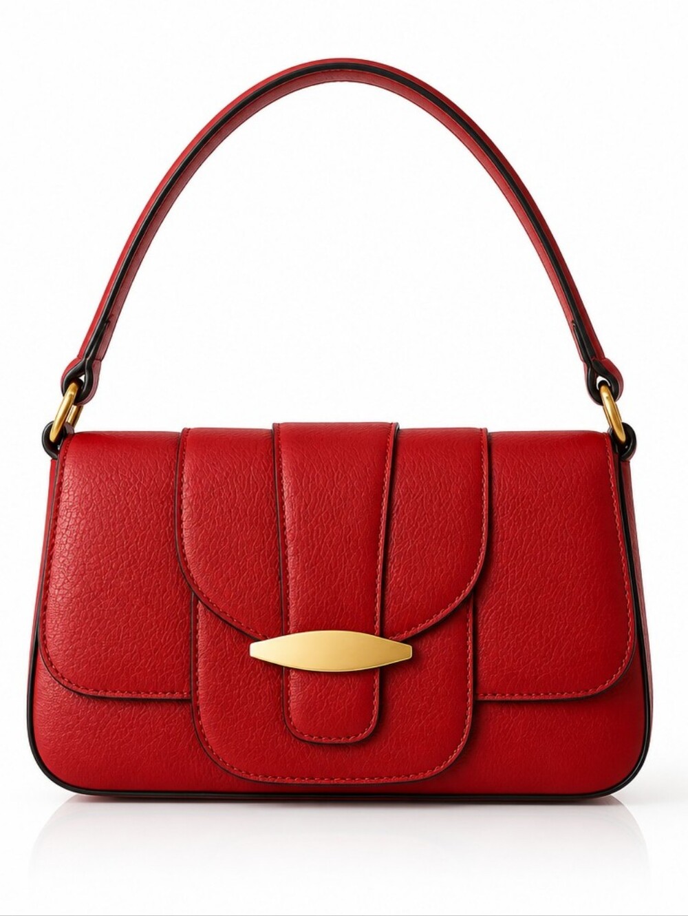 Time and Tru Red Faux Leather Shoulder Bag with Gold Hardware - Picture 2 of 3